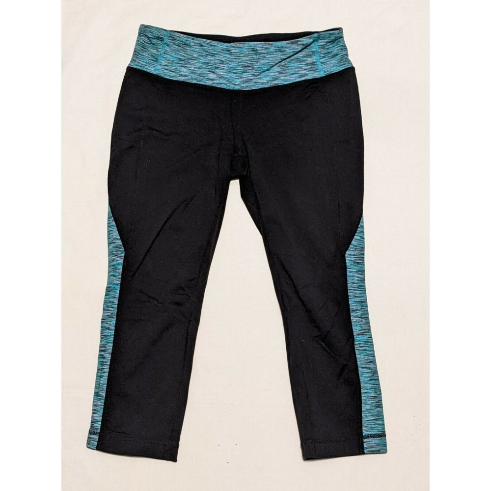 Athleta Splits Revelation Capri Yoga Tight Black Green Pants Women's M